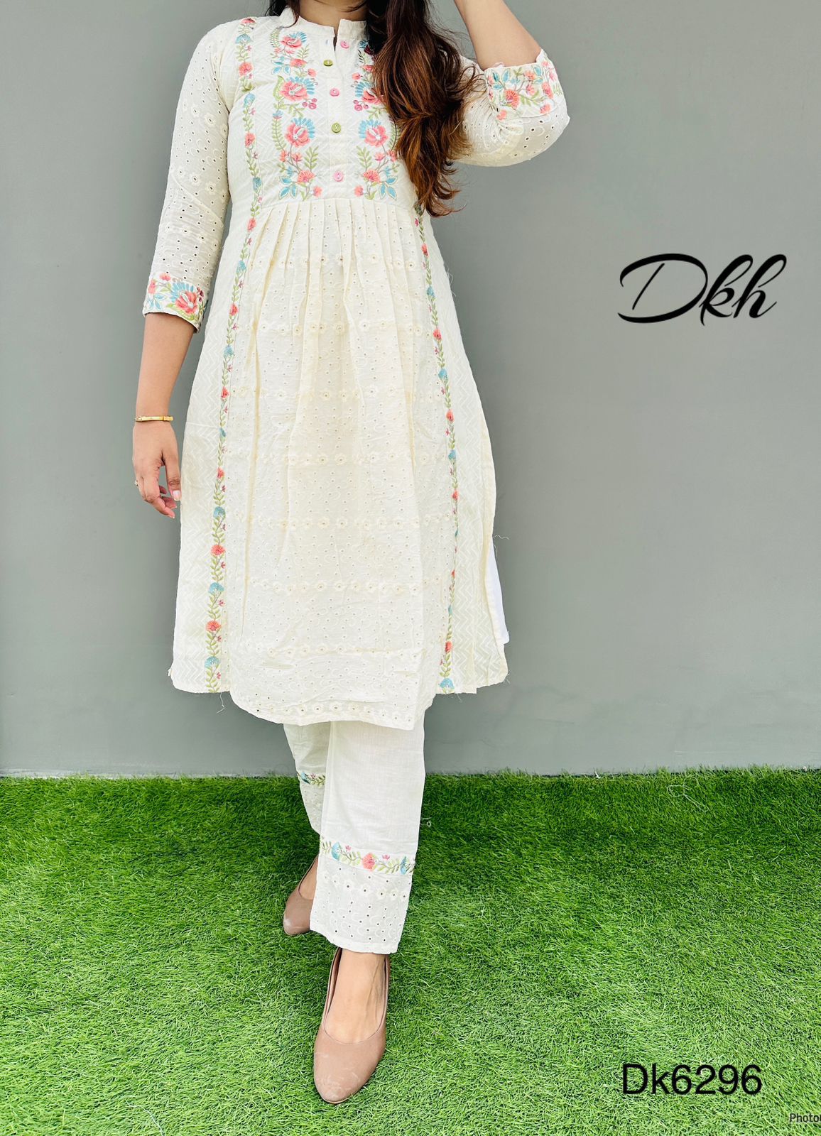 DKH Dk6296  Premium cotton schiffli embroidered