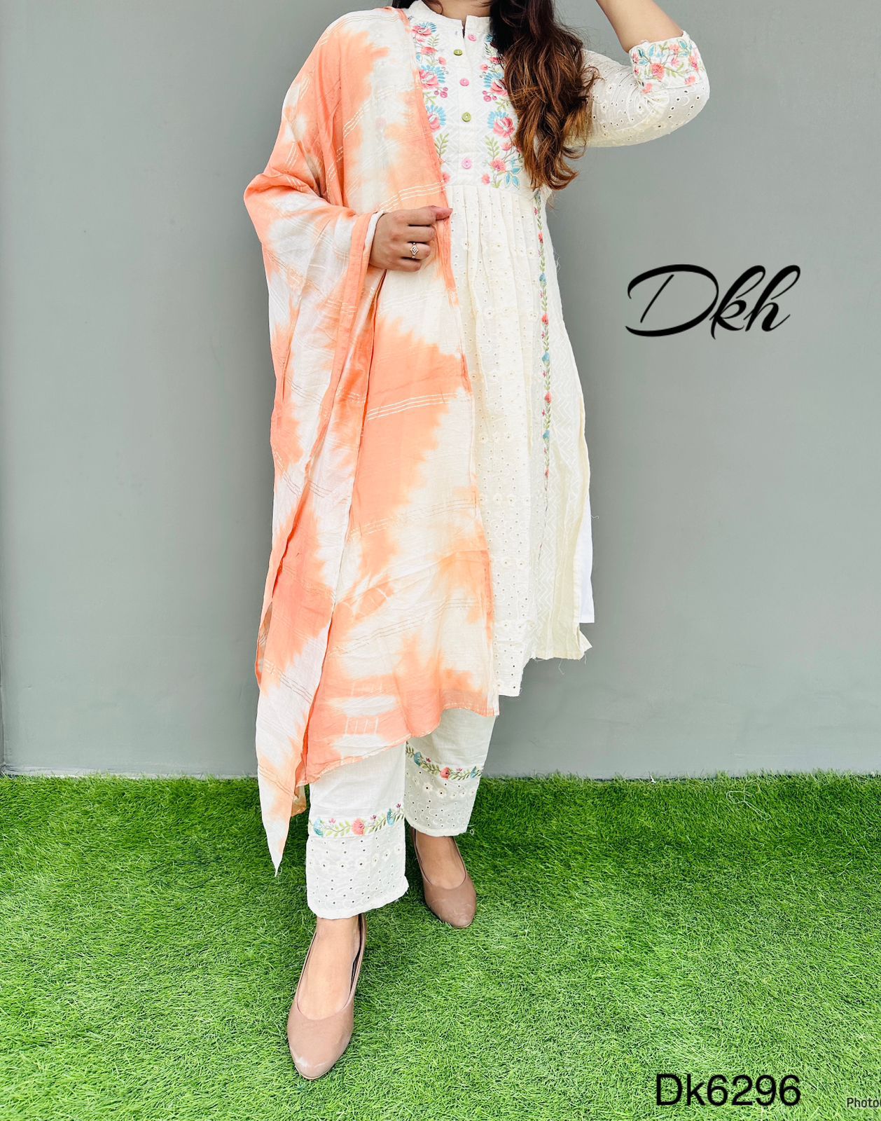 DKH Dk6296  Premium cotton schiffli embroidered