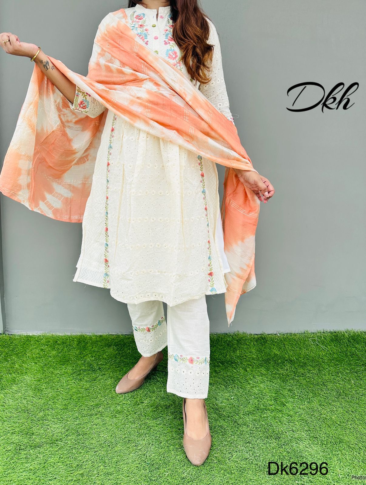 DKH Dk6296  Premium cotton schiffli embroidered