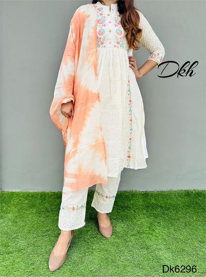 DKH Dk6296  Premium cotton schiffli embroidered