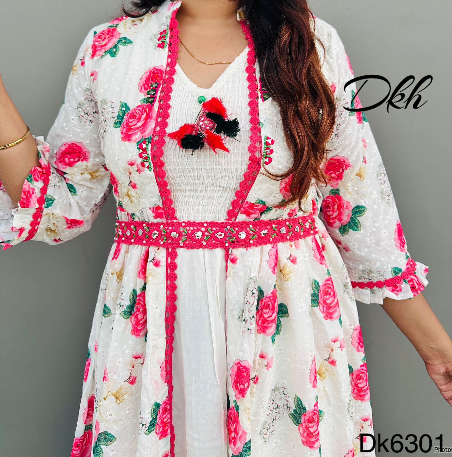 DKH Dk6301  Premium cotton schiffli beautifully printed shrug