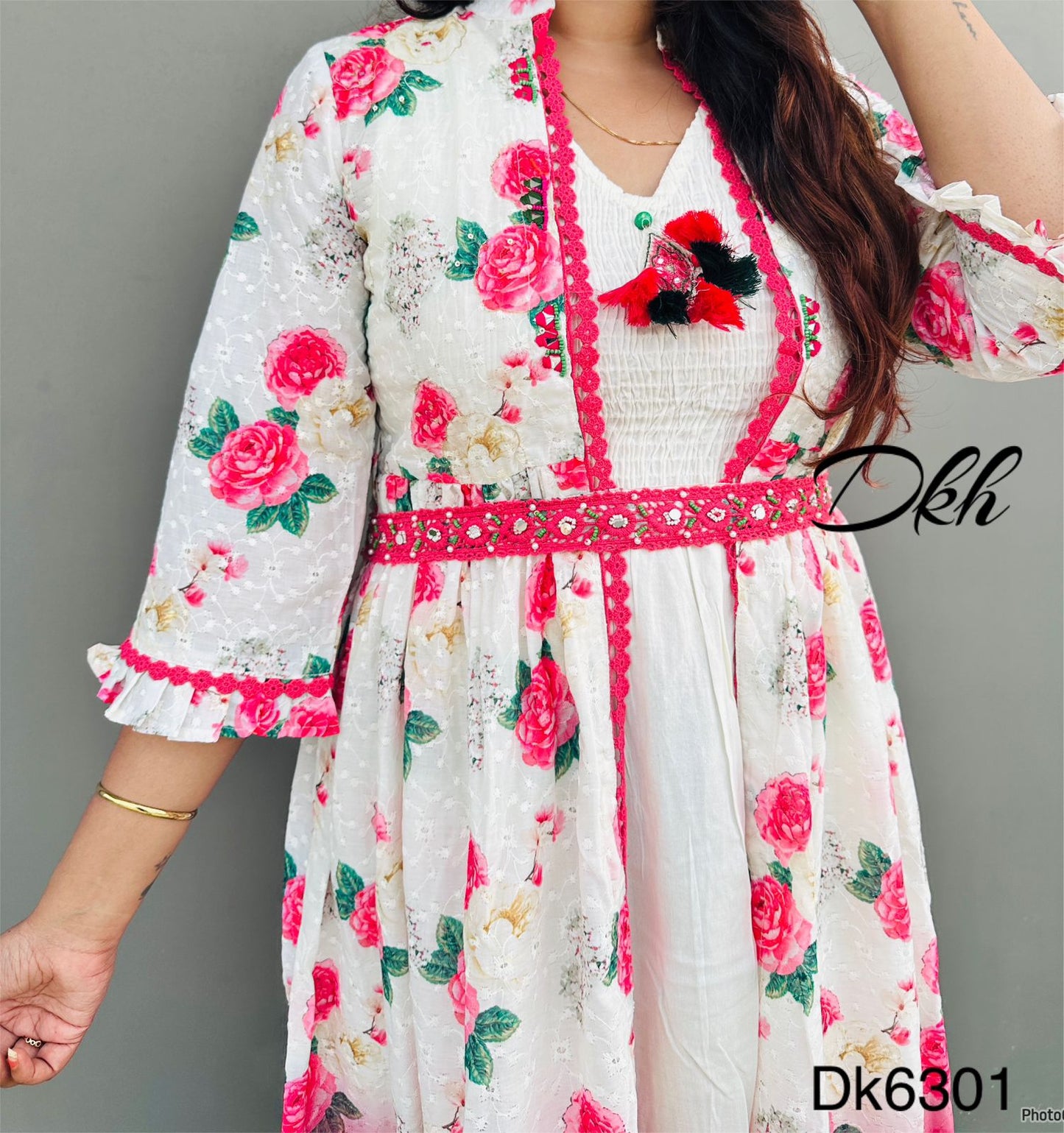 DKH Dk6301  Premium cotton schiffli beautifully printed shrug