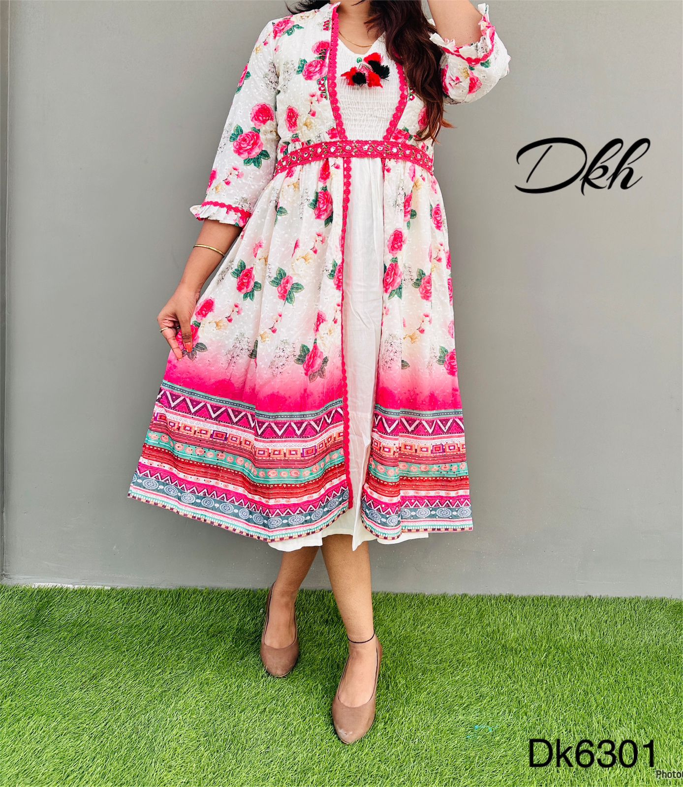 DKH Dk6301  Premium cotton schiffli beautifully printed shrug