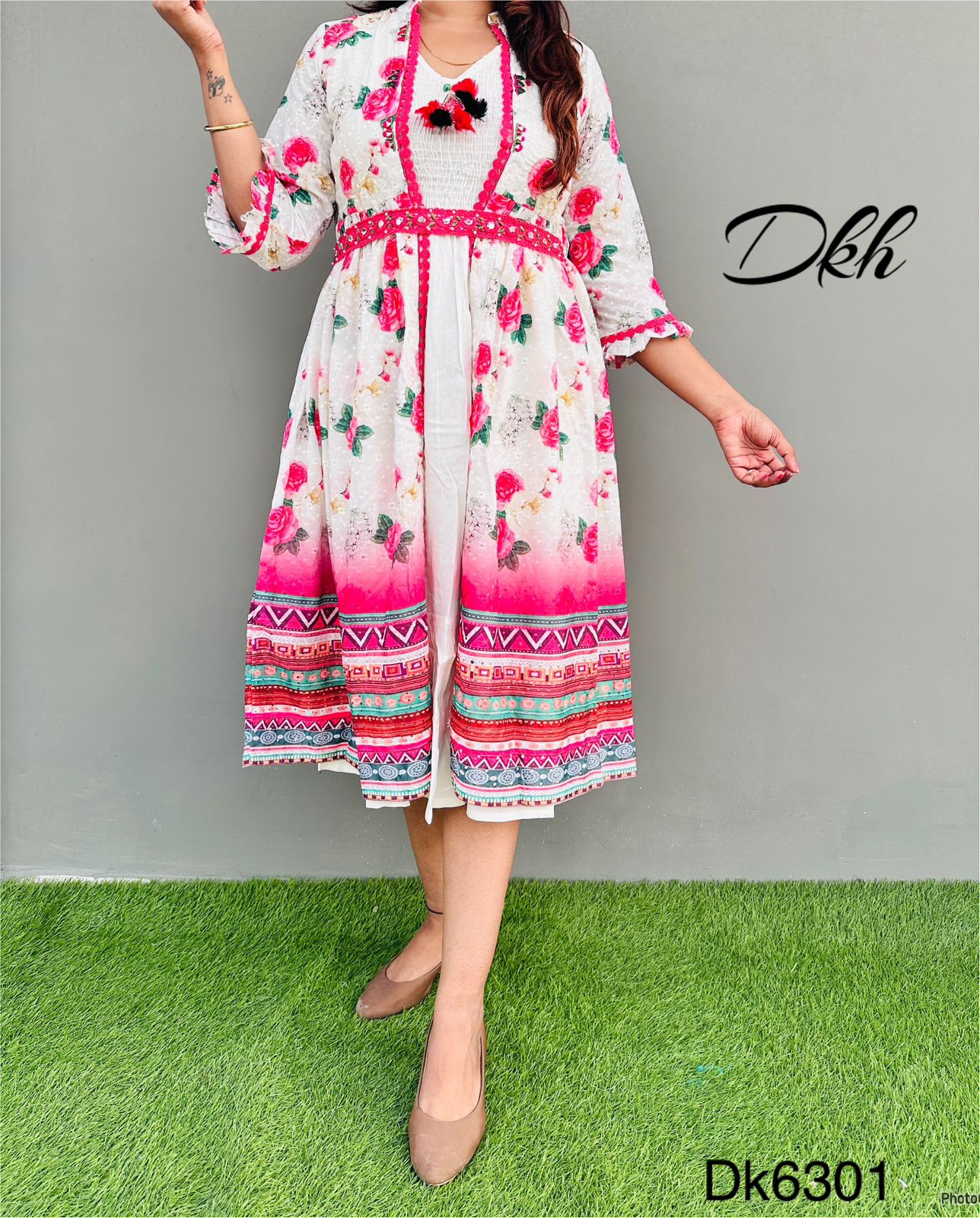 DKH Dk6301  Premium cotton schiffli beautifully printed shrug