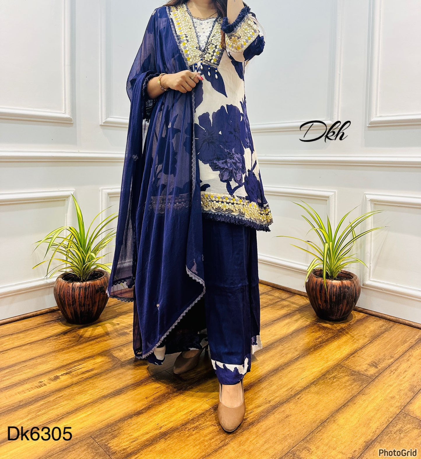 DKh Dk6305  Premium pure chinnon beautifully printed sharara set