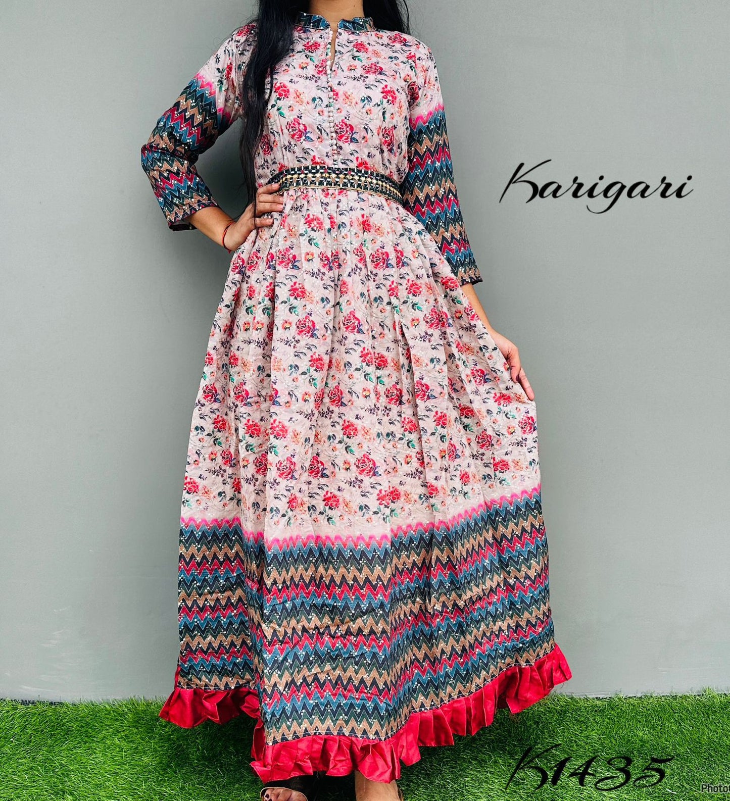 Karigari by DKH k1435  Premium maslin silk digital printed gown