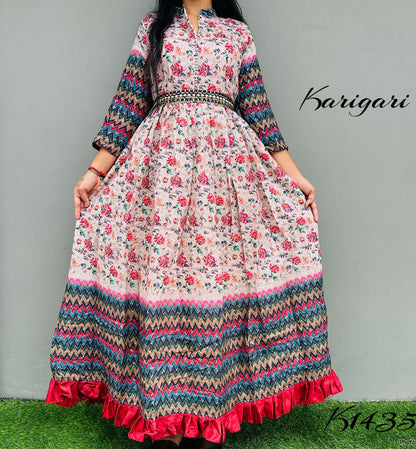 Karigari by DKH k1435  Premium maslin silk digital printed gown