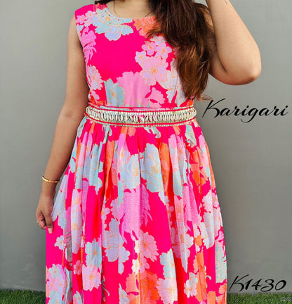 karigari by DKH k1430  Premium chinnon beautifully printed full flare gown