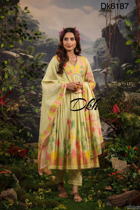 DKH Dk6187  Premium cotton mul beautiful 3 pc suit set