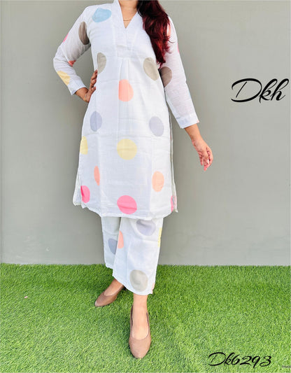 DKH Dk6293  Premium linen kurti plazo set