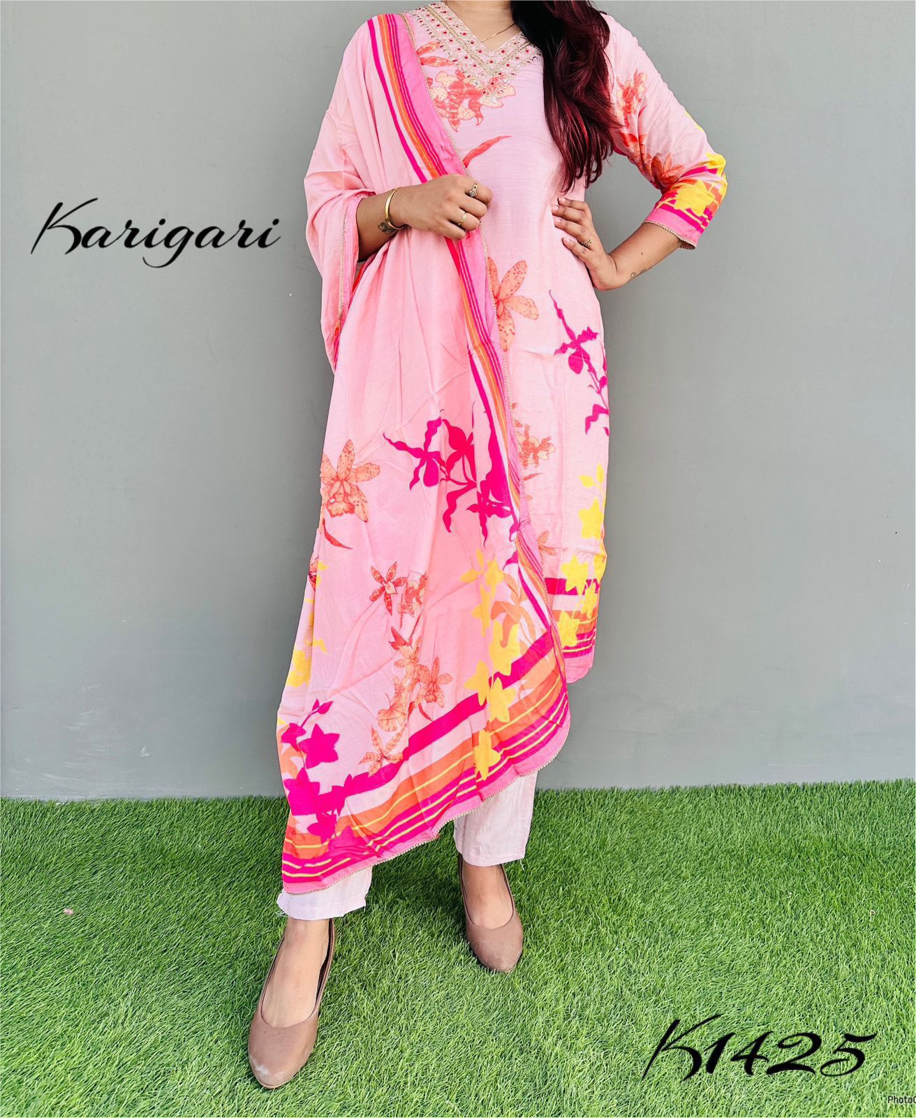 karigari by DKH k1425   Premium maslin 3 pc suit set