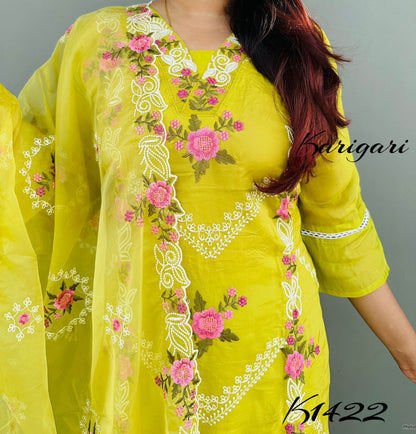 KARIGARI BY DKH K1422  Premium organza 3 pc suit