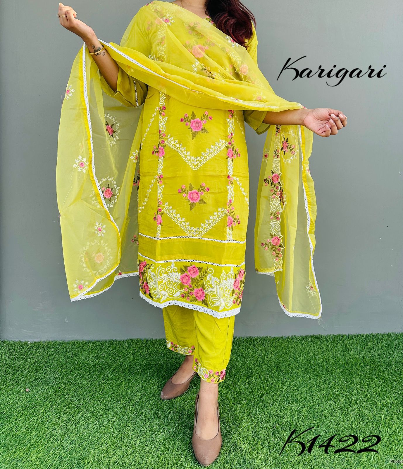 KARIGARI BY DKH K1422  Premium organza 3 pc suit