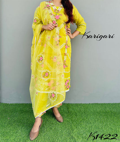 KARIGARI BY DKH K1422  Premium organza 3 pc suit