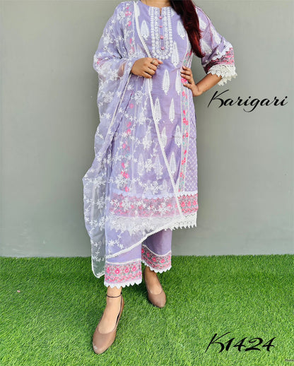 karigari by DKH k1424 Premium cotton 3 pc suit set