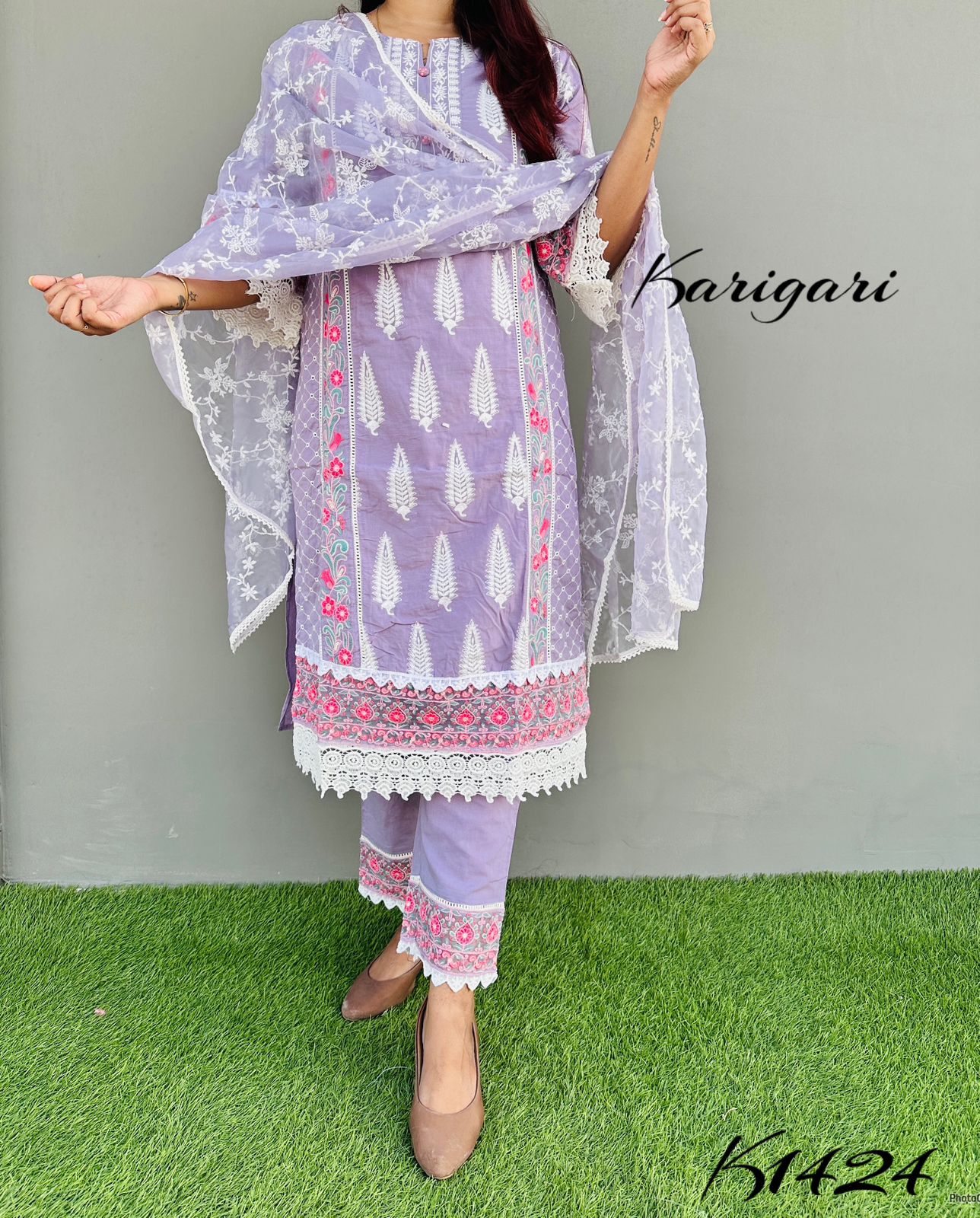 karigari by DKH k1424 Premium cotton 3 pc suit set