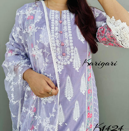 karigari by DKH k1424 Premium cotton 3 pc suit set