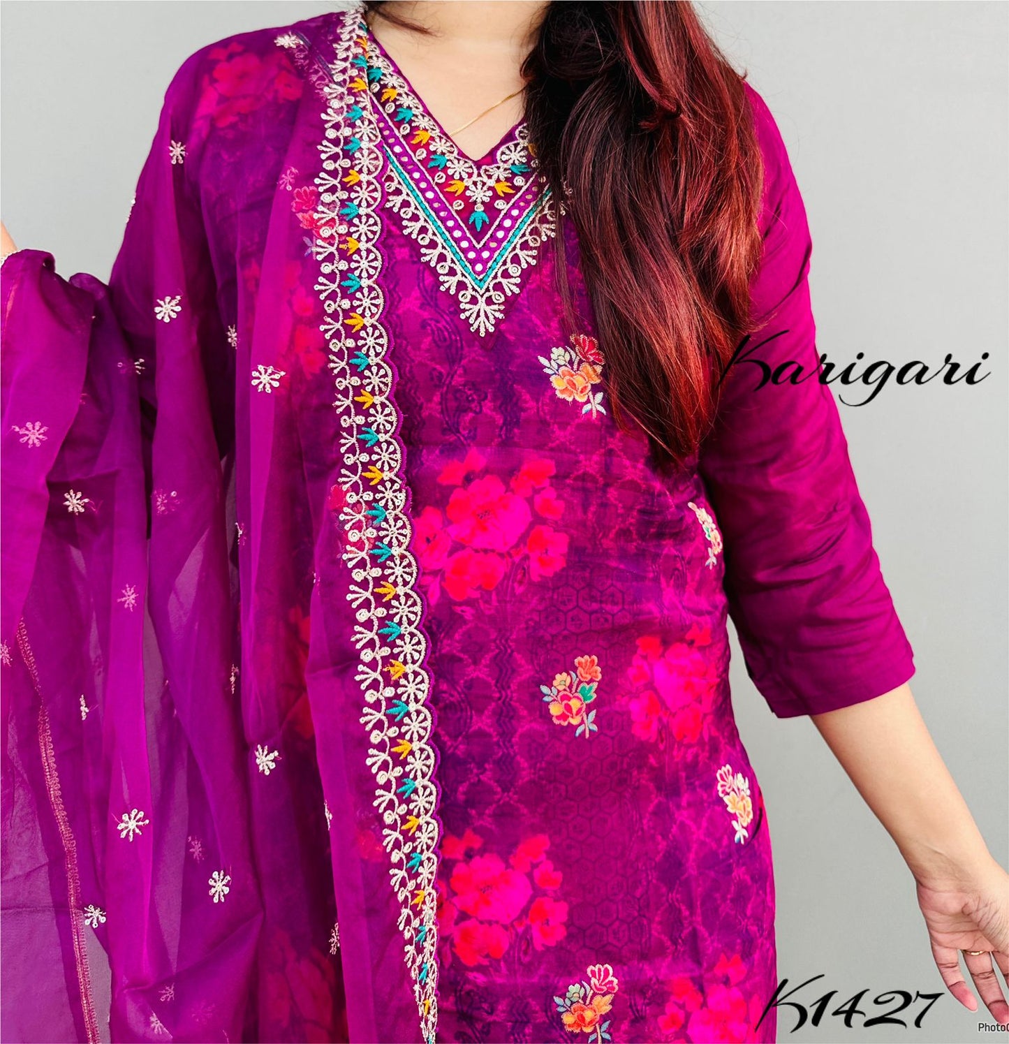 karigari by DKH k1427  Premium Russian jacquard 3 pc suit set