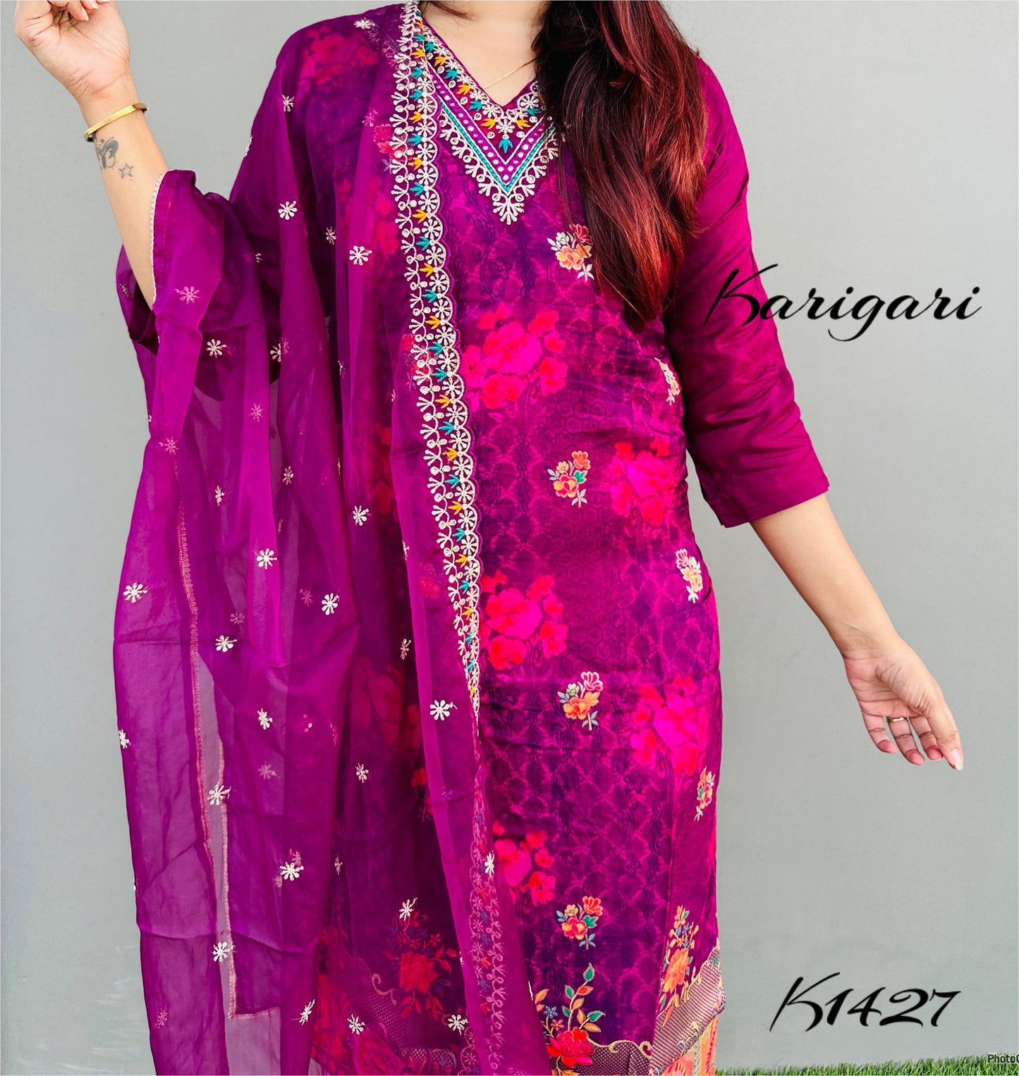 karigari by DKH k1427  Premium Russian jacquard 3 pc suit set