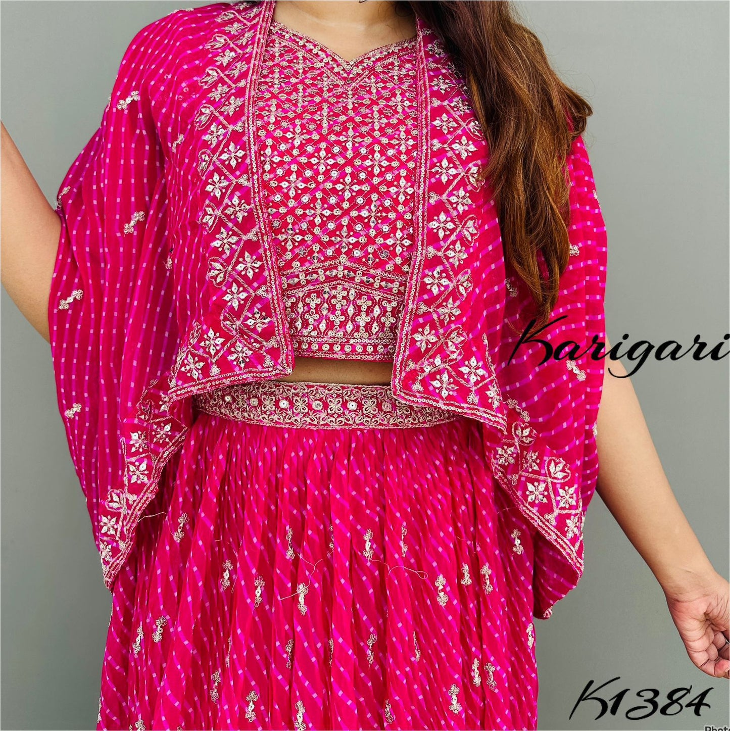 Karigari by DKH k1384   Premium georgette 3 pc lehenga set