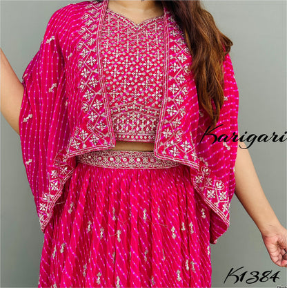 Karigari by DKH k1384   Premium georgette 3 pc lehenga set