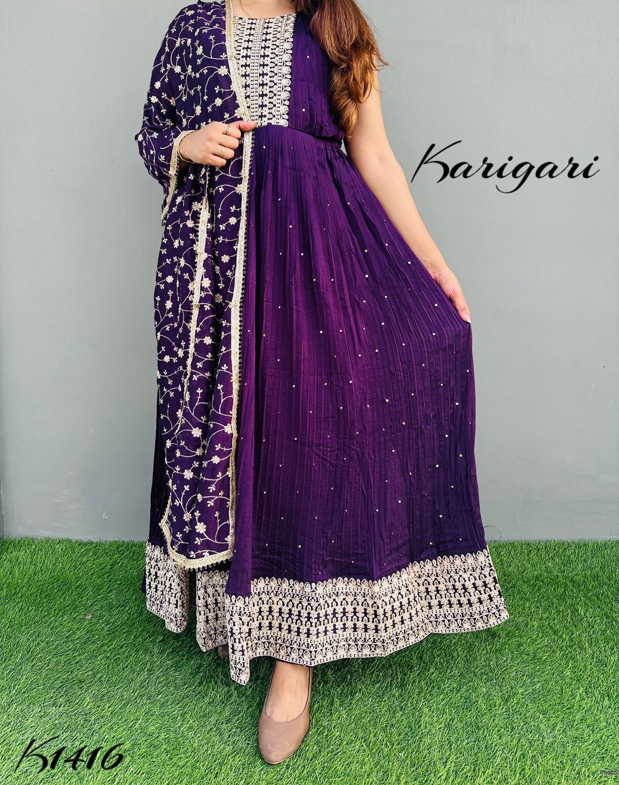 karigari by DKH  k1416  Premium silk pleated anarkali gown