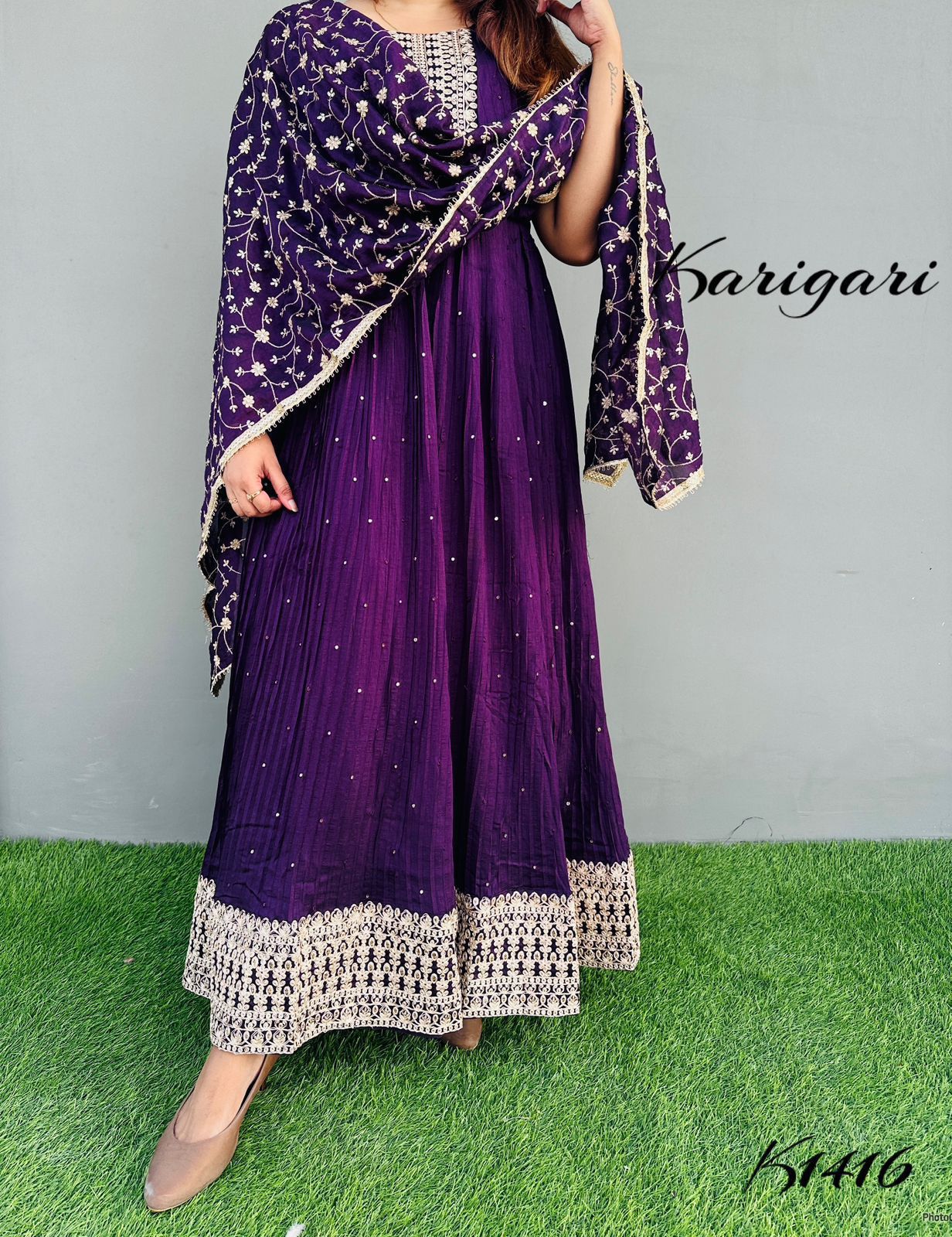 karigari by DKH  k1416  Premium silk pleated anarkali gown