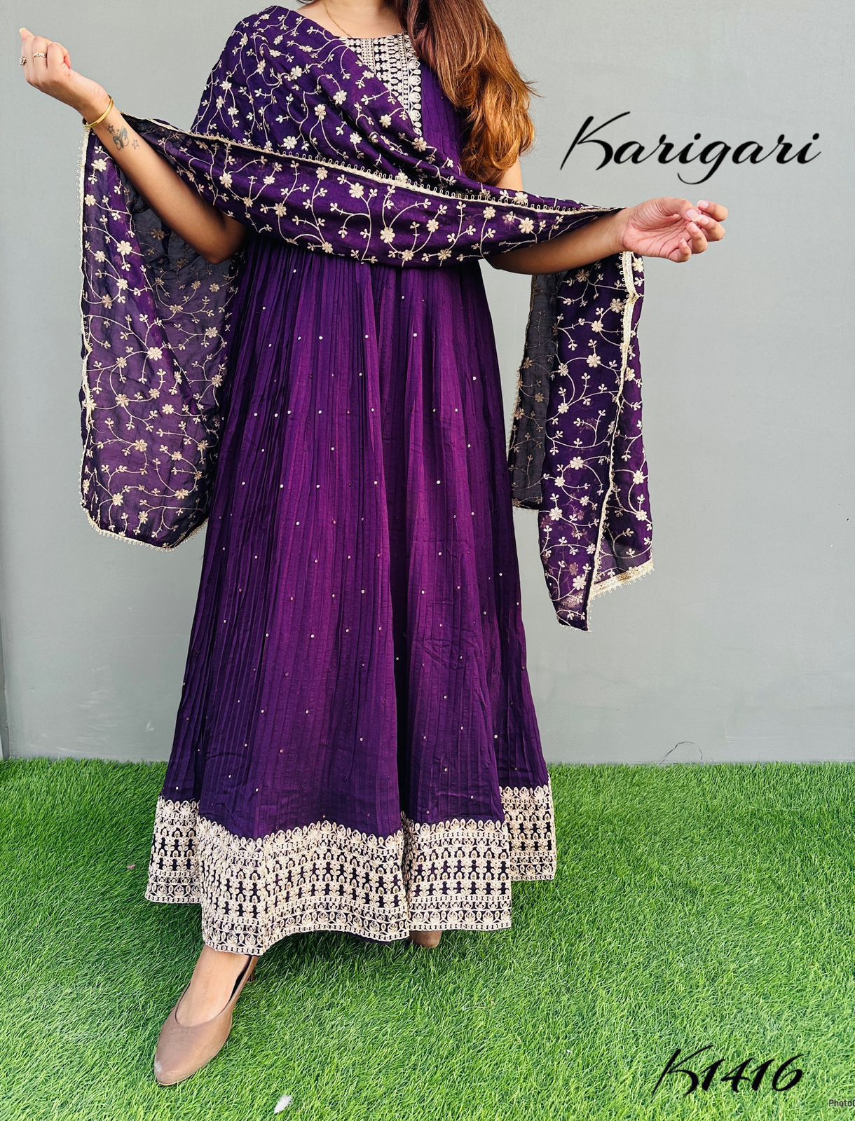 karigari by DKH  k1416  Premium silk pleated anarkali gown