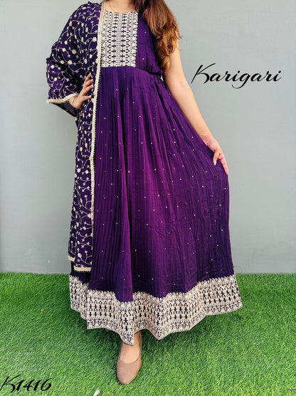 karigari by DKH  k1416  Premium silk pleated anarkali gown