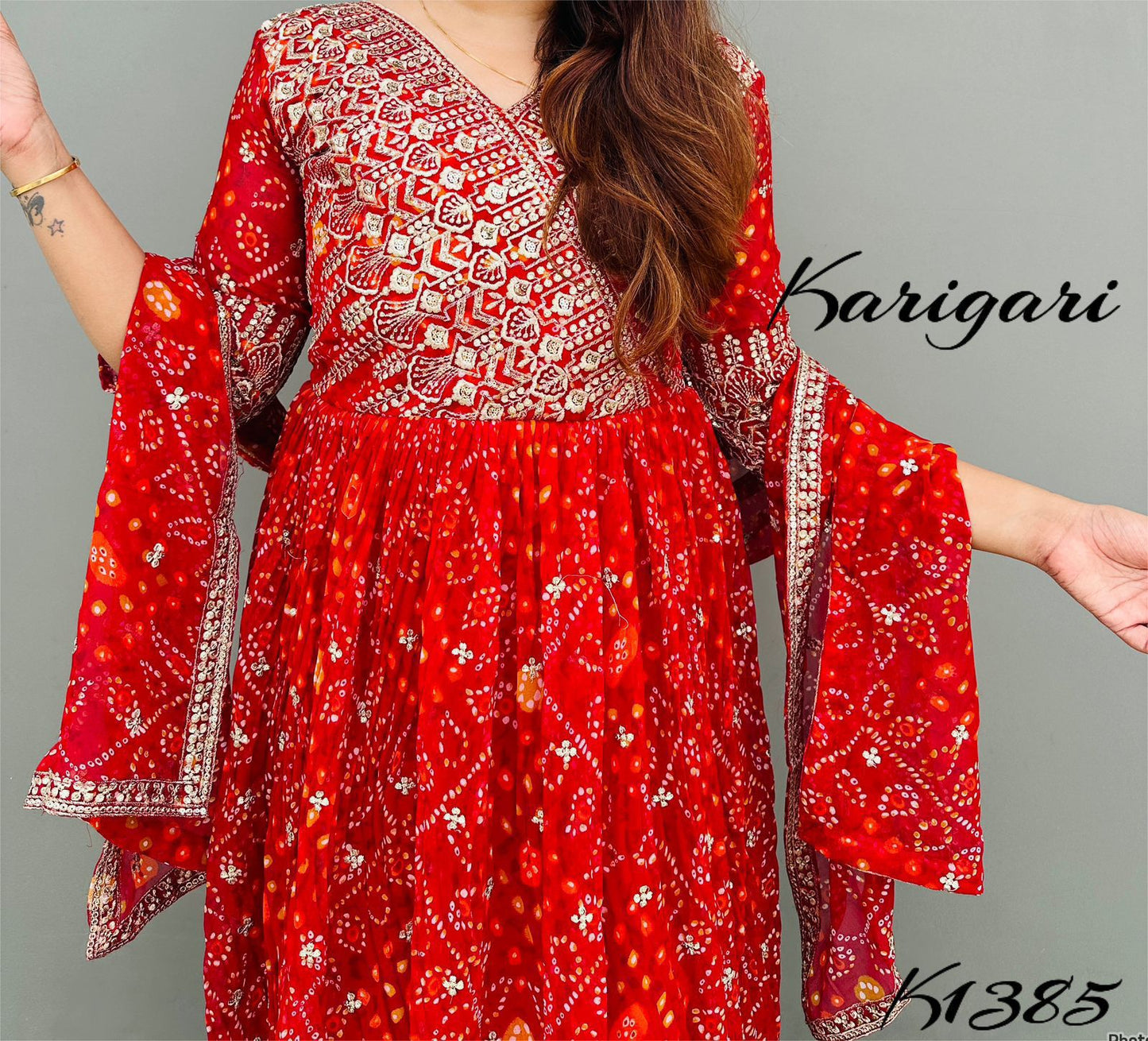 karigari by DKH k1385 bandhni SPECIAL  Premium Georgette BANDHNI gown