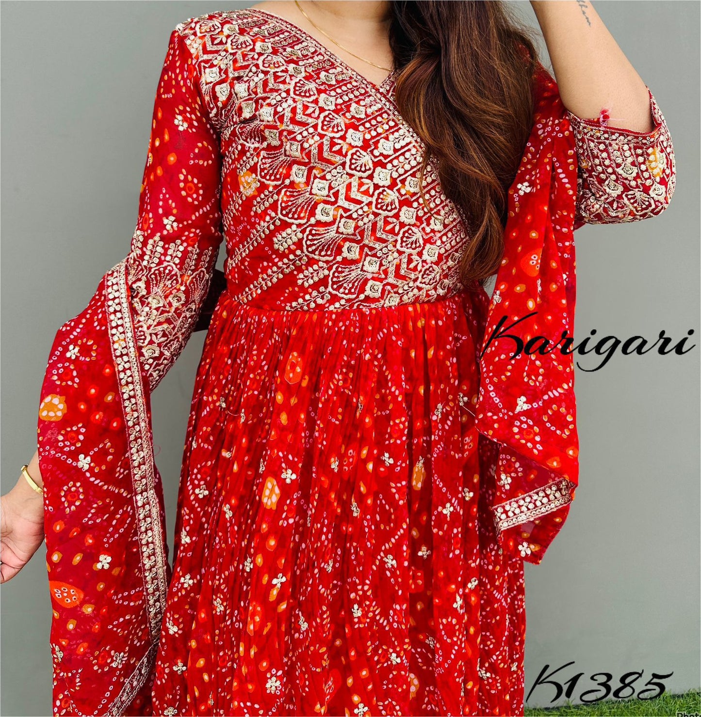 karigari by DKH k1385 bandhni SPECIAL  Premium Georgette BANDHNI gown