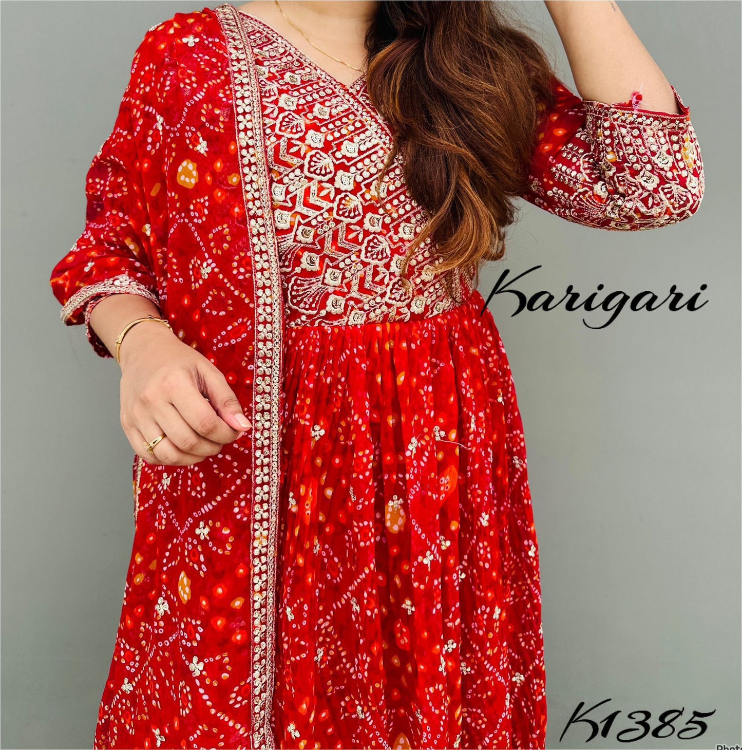 karigari by DKH k1385 bandhni SPECIAL  Premium Georgette BANDHNI gown