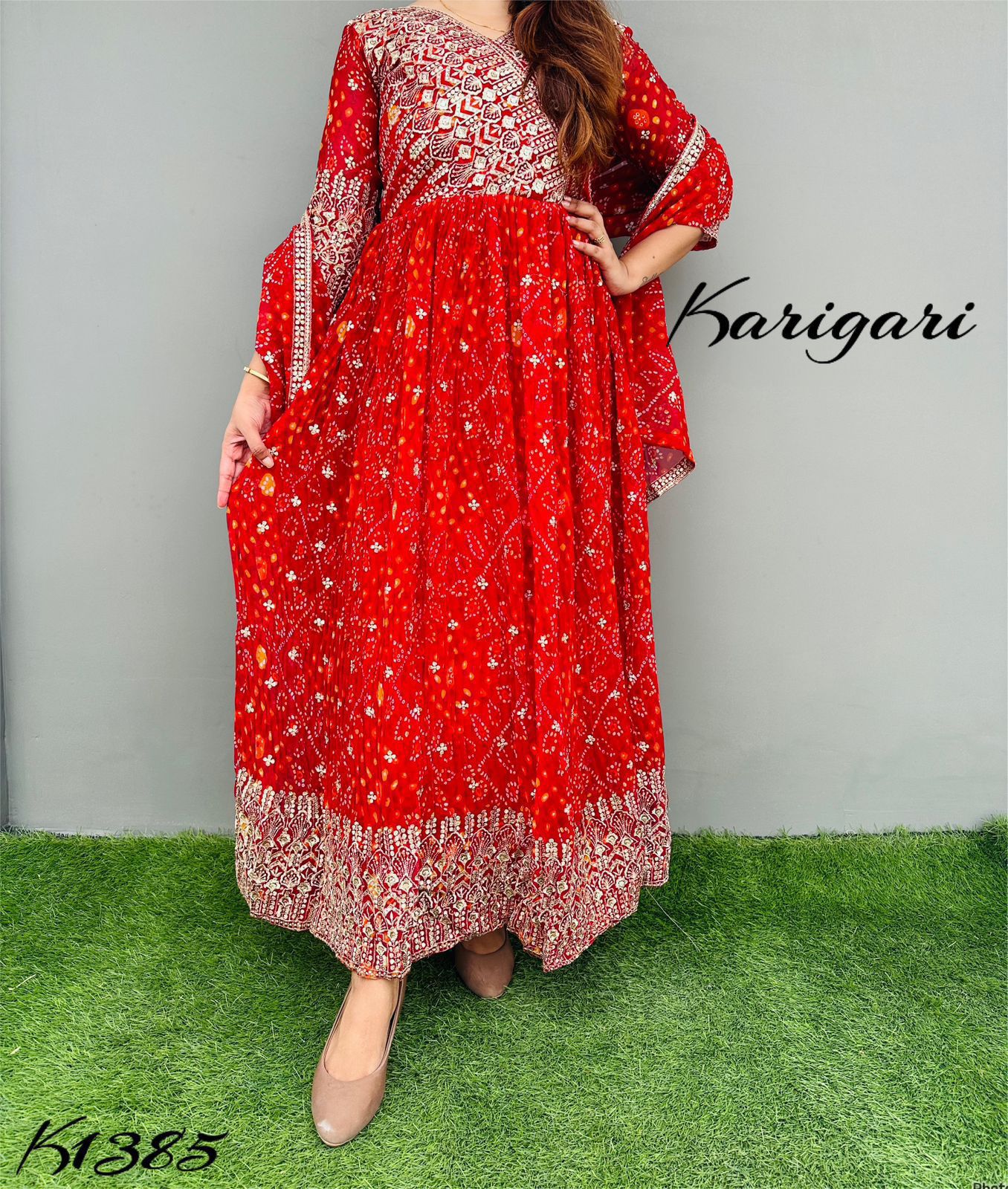 karigari by DKH k1385 bandhni SPECIAL  Premium Georgette BANDHNI gown