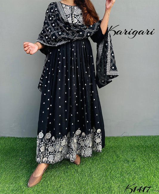 karigari by Dkh k1417  Premium Vichitra silk gown