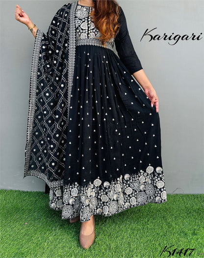 karigari by Dkh k1417  Premium Vichitra silk gown