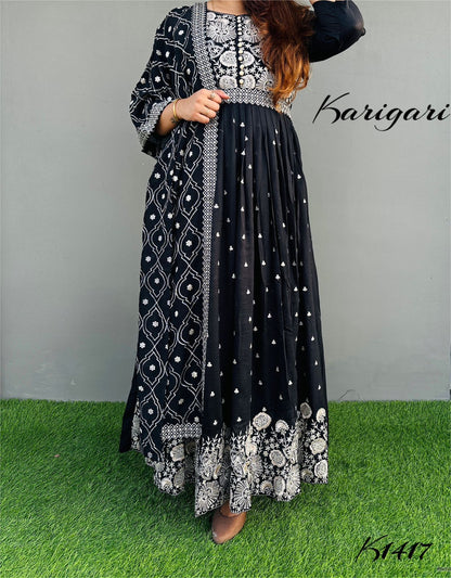 karigari by Dkh k1417  Premium Vichitra silk gown