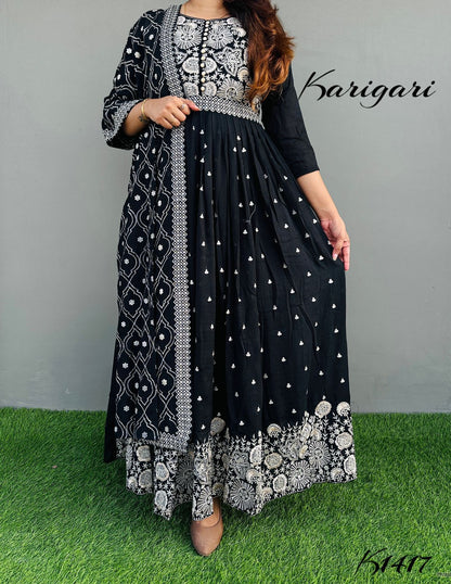 karigari by Dkh k1417  Premium Vichitra silk gown