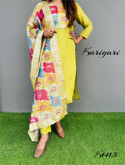 karigari by DKh k1415 Premium pure tissue Banarasi silk 3 pc suit